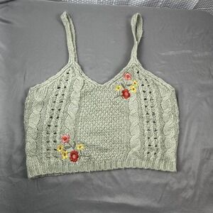 Crave Fame knit embroidered Tank sage green size M